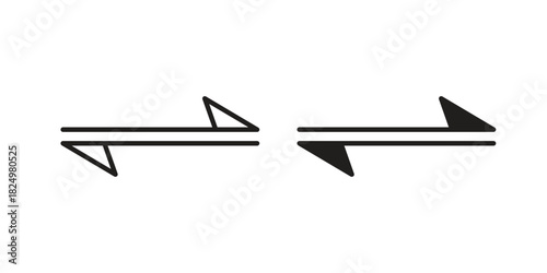 Two side icons in simple black style symbol sign for apps and website