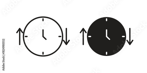 Uptime and downtime icons in simple black style symbol sign for apps and website