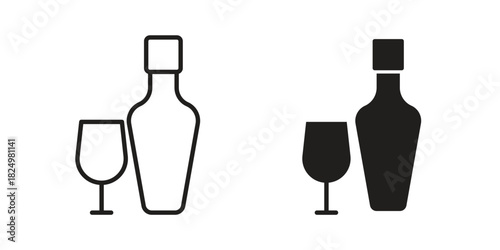 Vodka icons in simple black style symbol sign for apps and website
