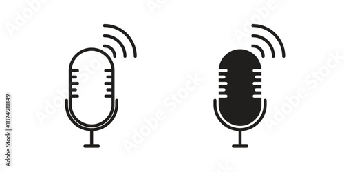 Voice control icons in simple black style symbol sign for apps and website