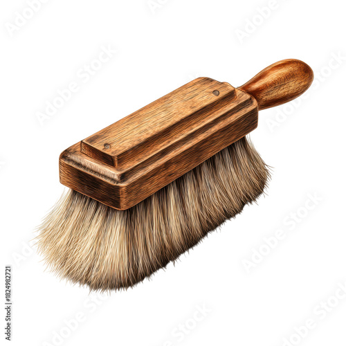Natural wooden brush with soft bristles set against a clean white background showcasing its eco-friendly design
