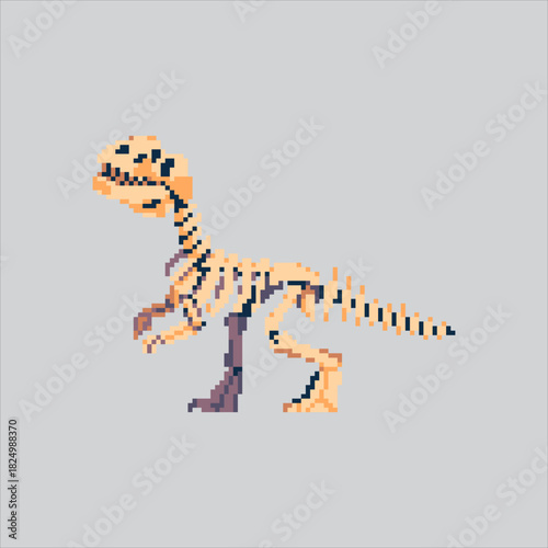 Pixel art illustration T Rex Skeleton. Pixelated Dinosaur Skeleton. T Rex Dinosaur Skeleton Icon pixelated for the pixel art game and icon for website and video game. old school retro