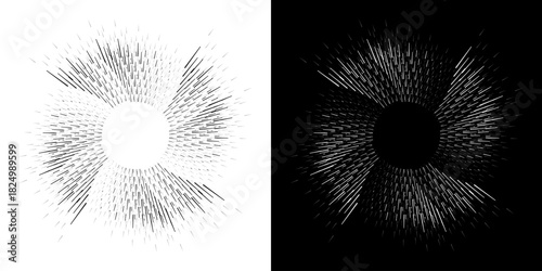 Dynamic abstract spiral sound wave rhythm lines. Circular spiral sound wave rhythm of lines. Circular futuristic abstract lines, black and white background.	