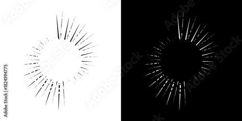 Dynamic abstract spiral sound wave rhythm lines. Circular spiral sound wave rhythm of lines. Circular futuristic abstract lines, black and white background.	