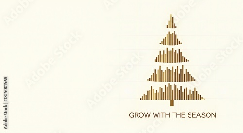 Christmas tree made from a bar chart symbolizing financial growth. Business success during the holiday season. Corporate greeting vector illustration with copy space.