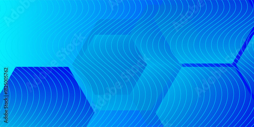 Modern abstract blue background with glowing geometric lines. Blue gradient hexagon shape design. Futuristic technology concept. modern eps10.