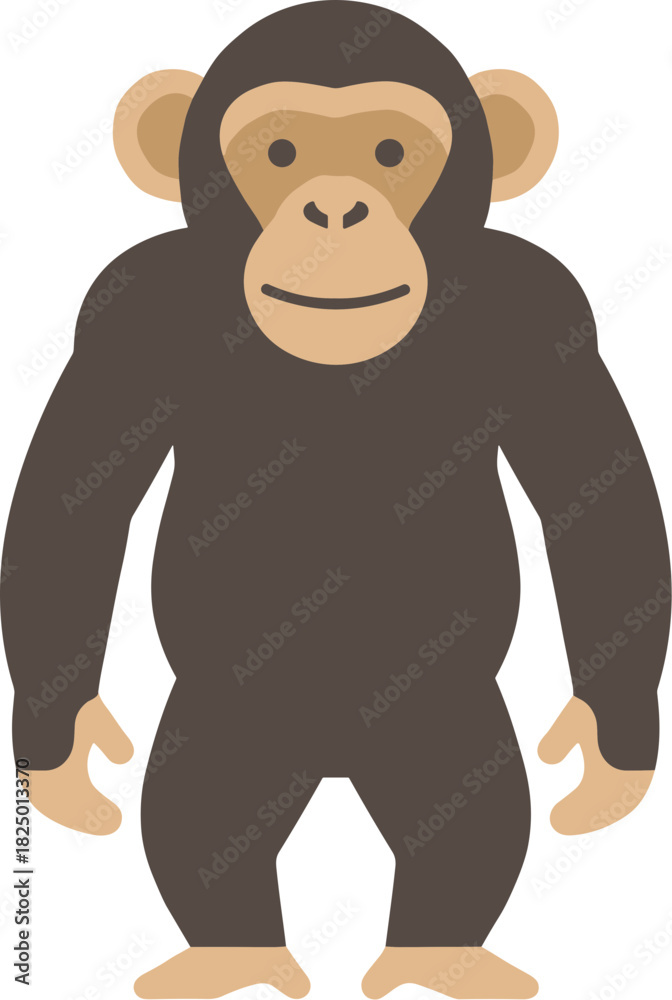 Naklejka premium Simple flat design vector illustration of a chimpanzee.