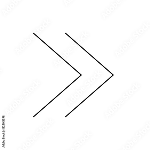 Illustration of two chevron shapes aligned horizontally and pointing to the right side on a white background