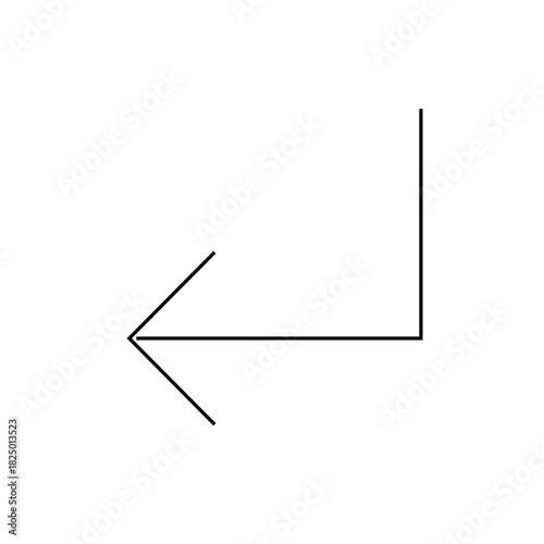 A simple diagram of an arrow pointing left with a perpendicular line forming an l shape on the right side