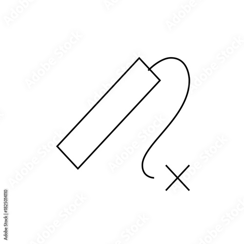 Illustration of a dynamite stick with a fuse and an x marking the spot where the fuse will ignite