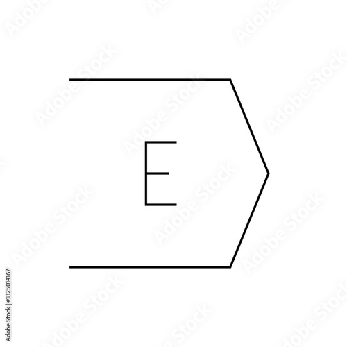 Illustration of a stylized letter e enclosed within a geometric shape resembling an energy efficiency label