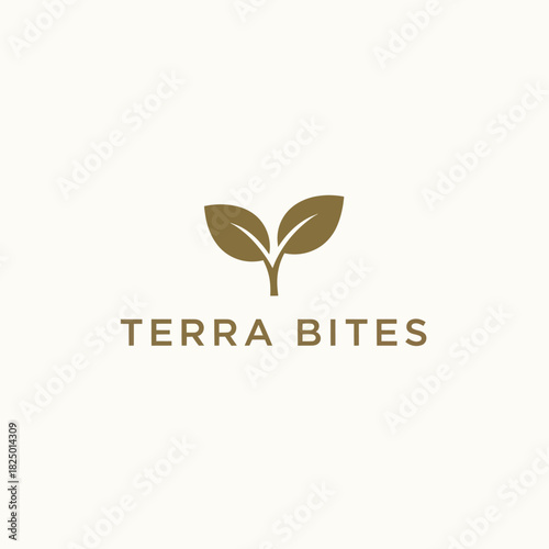 Elegant Logo Design Featuring Two Leaves and the Text Terra Bites.