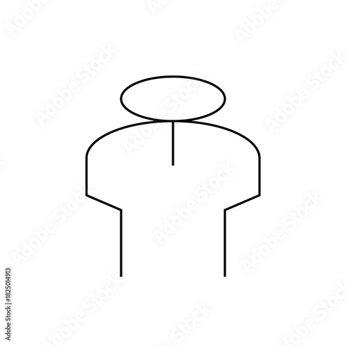 Schematic representation of a person with an oval head and shoulders in a simple line drawing style image