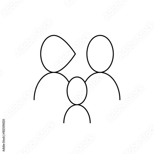 Illustration of a family of three with simple line drawings showing mother father and child figure