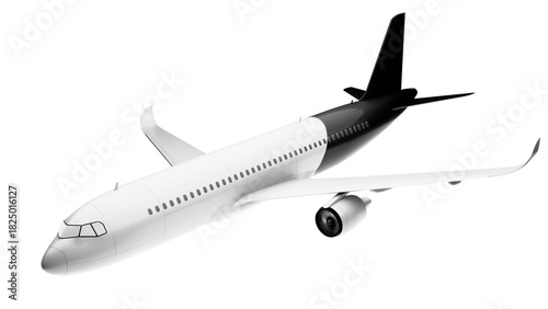 lack and white airplane/drone mockup. Black and white passenger jet. Twin-engine aircraft. Beautiful airplane mockup.