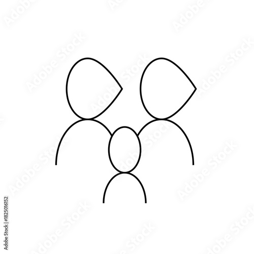 Illustration of a minimalist family with two adults and a child represented by simple line drawings