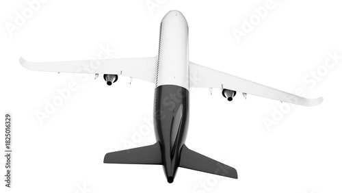 lack and white airplane/drone mockup. Black and white passenger jet. Twin-engine aircraft. Beautiful airplane mockup.