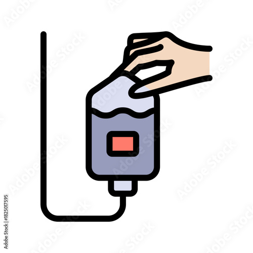 Intravenous saline drip color icon, world cancer day and chemotherapy, blood transfusion vector graphics. IV therapy symbol for healthcare apps, medical websites, and hospital-related visuals.