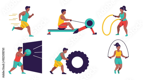 Dynamic Fitness Illustrations A Collection of Active Sports and Exercise Icons