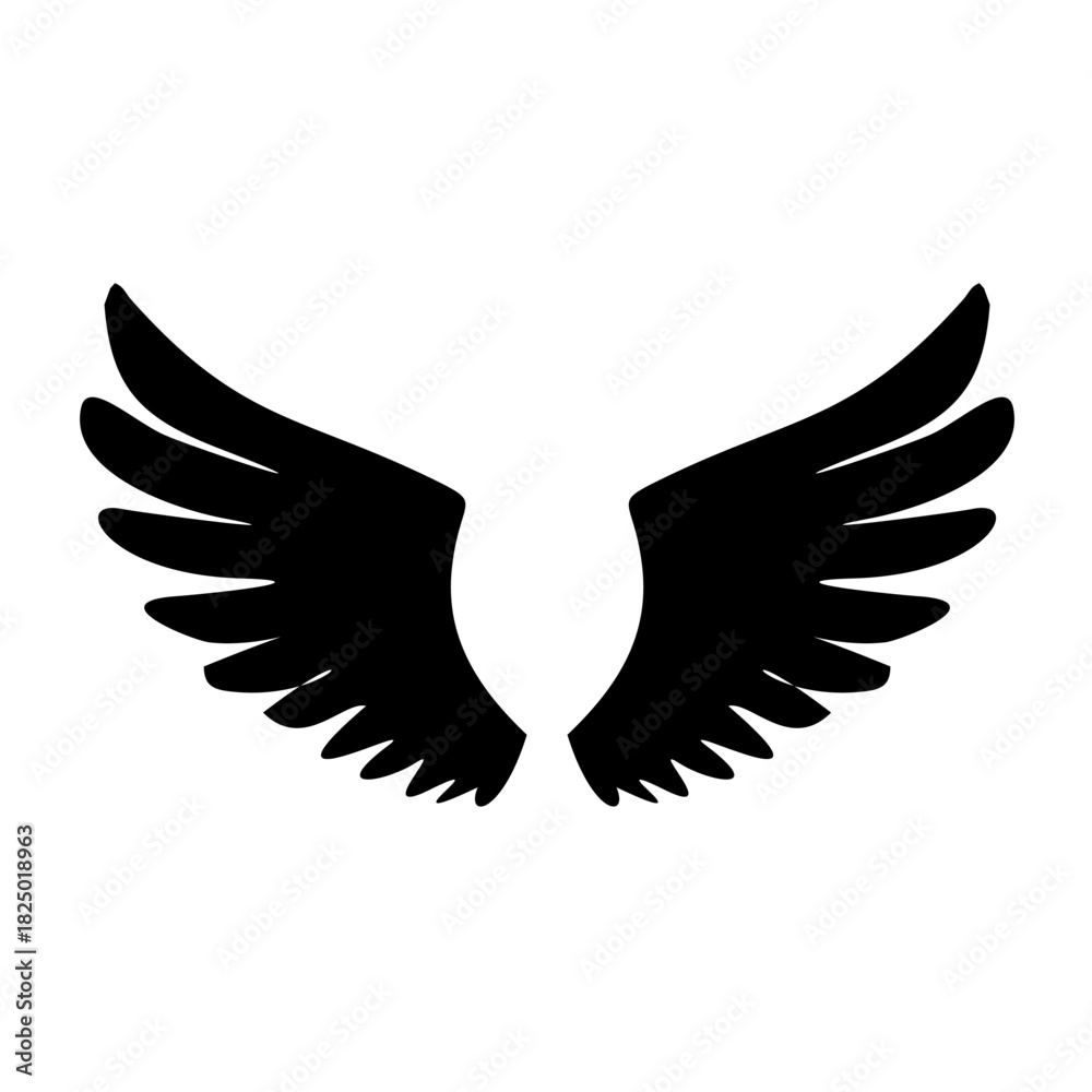 Obraz premium Black eagle vector illustration with flying wings silhouette and peace dove design icon