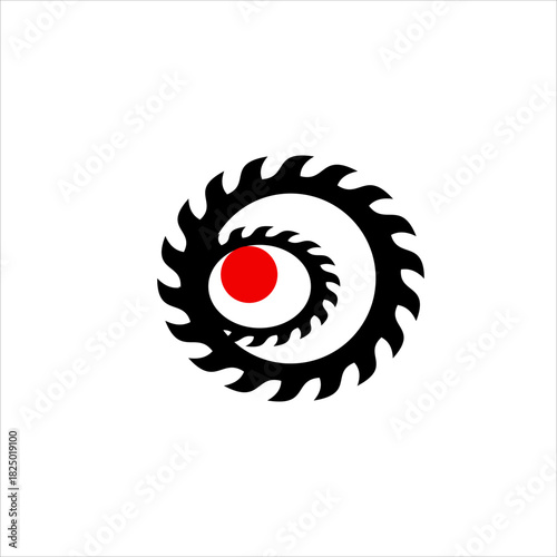 Unique eye logo design with saw blade.