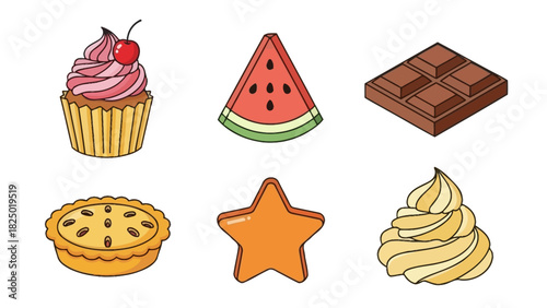 Sweet Treats Vector Icons of Delicious Desserts