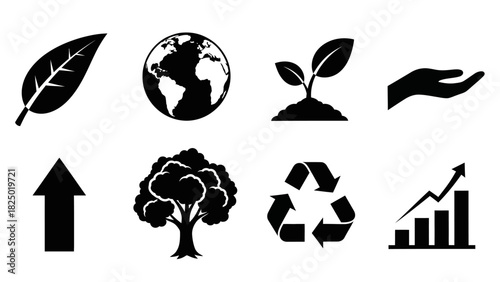 Eco-Friendly Icons Earth, Nature, and Sustainability Elements for Design Projects