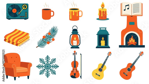 Diverse collection of monochrome line art icons depicting various handcrafted objects, tools, and materials essential for traditional arts and crafts, ideal for graphic design projects