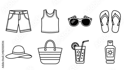 Diverse collection of monochrome line art icons depicting various handcrafted objects, tools, and materials essential for traditional arts and crafts, ideal for graphic design projects