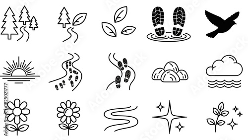 Nature's Trail Eco-Friendly Icons for Outdoor Adventures