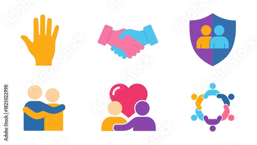 Collection of illustrations depicting various acts of unity, support, and collaboration
