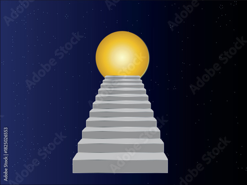Abstract space stairs to moon