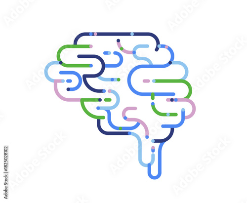 Abstract linear brain infographic. Mental health concept illustration.