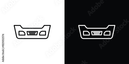 Car bumper icons big set. A collection of simple black symbols