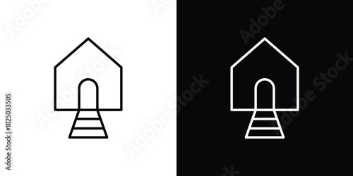 Chicken coop icons big set. A collection of simple black symbols