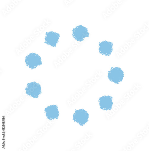 Round crayon firework burst in a blue starburst symbol style. Sparkle and spark circle graphic stands as a unique celebration element, artistic and festive, perfect for party or holiday