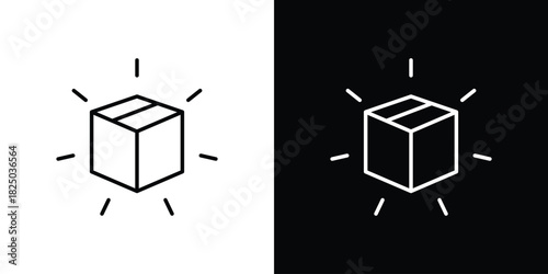 Distribution box icons big set. A collection of simple black symbols