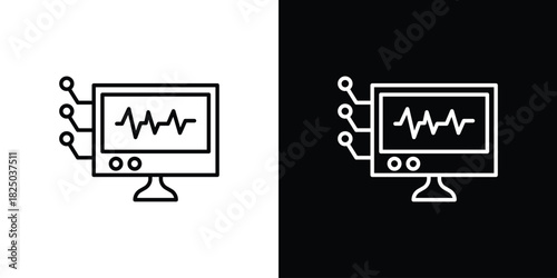 EKG monitor icons big set. A collection of simple black symbols