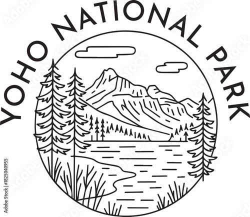 Yoho National Park  monoline vintage outdoor badge design