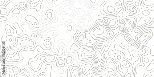 Abstract topographic contours map background. Topography white wave lines vector background. Topographic map Patterns, Topographic map and place for texture. Wavy curve lines banner design.	