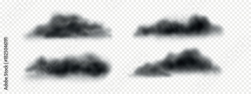 Black PNG realistic clouds.