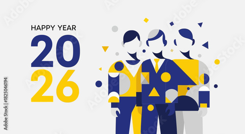 Professional team celebrates the arrival of 2026, embracing new opportunities and a collaborative future together, symbolizing growth and success for the upcoming year