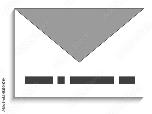 Communication, email, correspondence, messaging, digital communication, postal services. Geometric envelope shape with horizontal bar elements. Communication and email symbol for messaging concepts