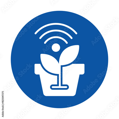 Modern Icon of Plant and Wi-Fi Signals for Smart Gardening Concepts