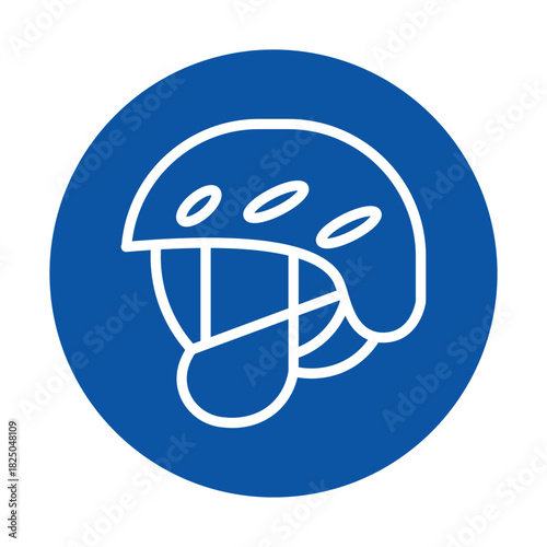 Abstract Icon of a Helmet with Simplistic Design and Bold Color Background