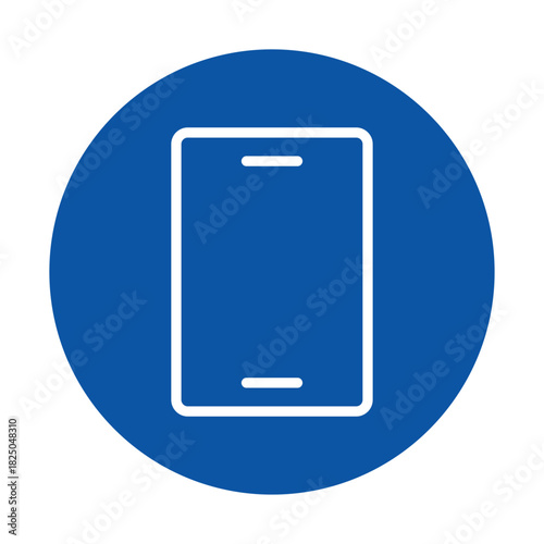 Simple Blue Icon Representing a Smartphone on a Bold Circular Background