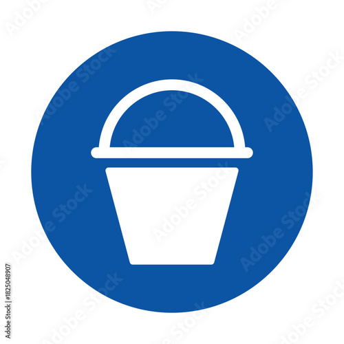 Simple Blue Circle Icon with White Bucket Symbol for Various Uses