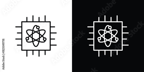 Quantum computing icons big set. A collection of simple black symbols