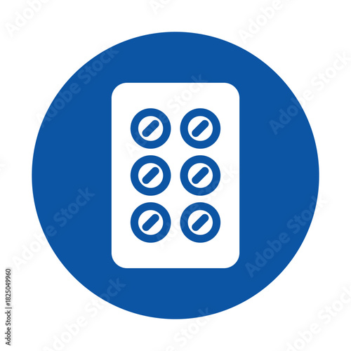 Blue and White Icon of Electric Power Socket with Six Circular Slots