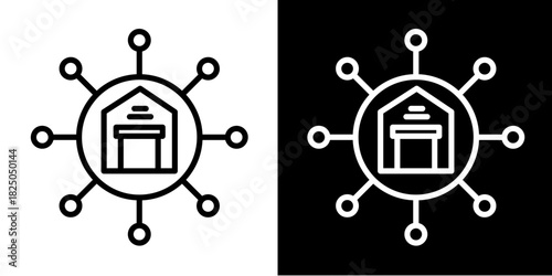 Distribution Hub  Icon Set White Mix Style Collection